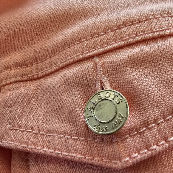 Talbots Plus, X, orangey pink jean jacket, some stretch, 4 pockets - Picture 5 of 9